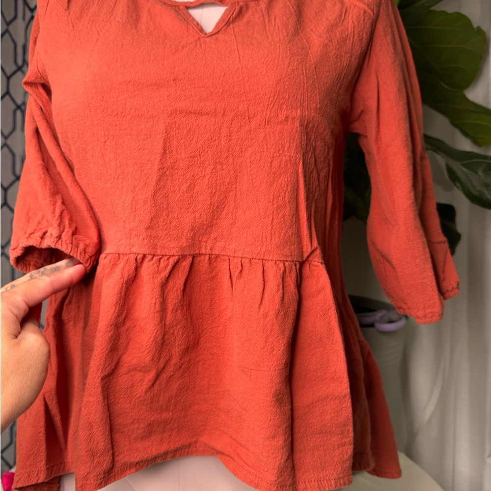 Mery Rose Women's Rust Peplum Top